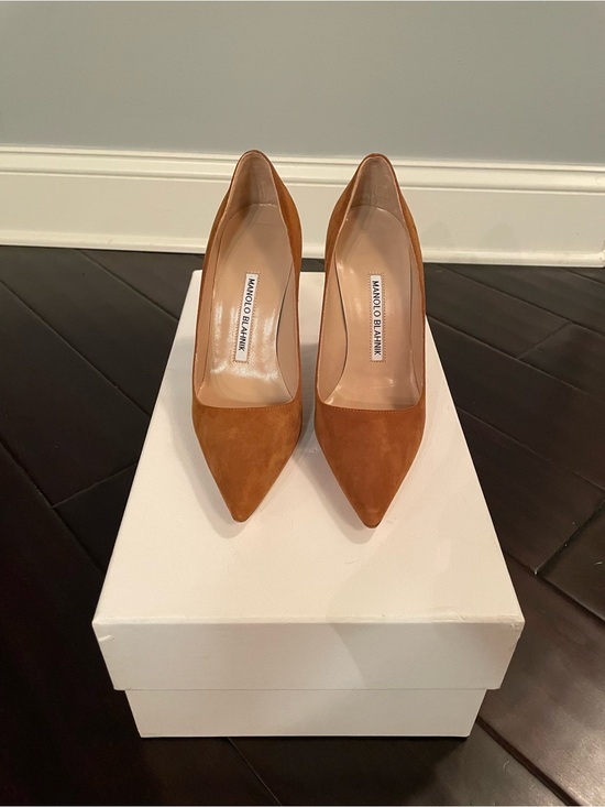 Manolo Blahnik Shoes - Manolo Blahnik Brown Suede Pointed-Toe Pumps